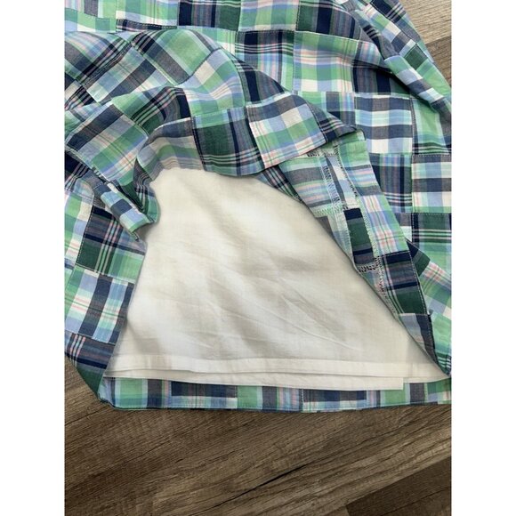 Talbots Madras Plaid Patchwork Mini Skirt Size 16P Petite Preppy Blue Golf NWT - Picture 5 of 8